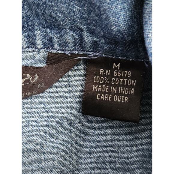 Agapo Collection Button Up Shirt Women's Sz M VTG embroidered Floral Denim - Picture 6 of 6